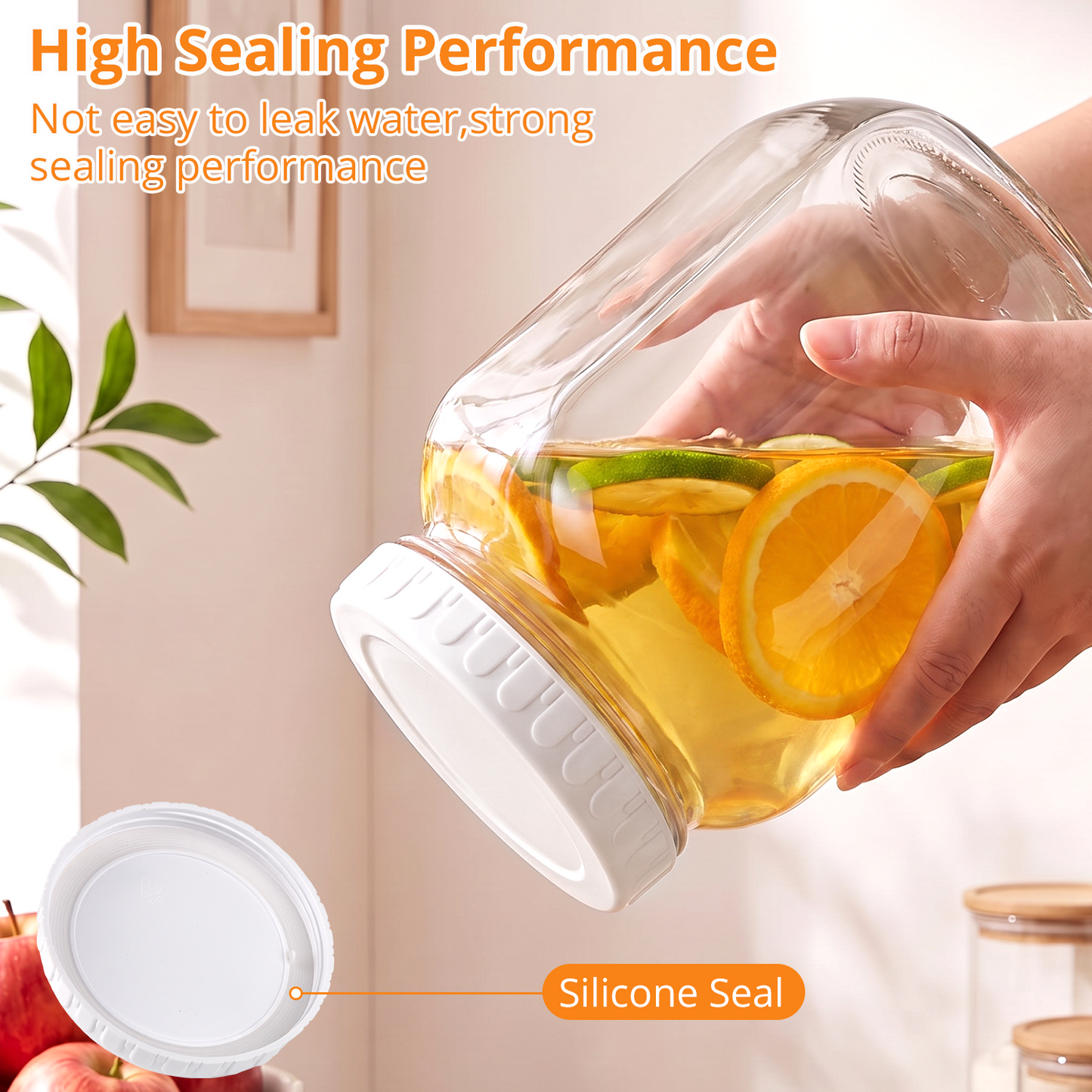 1 Gallon Clear Glass Jar with Lid, TAIMASI 2 Pack Wide-Mouth Large Mason Jars with Silicone Gasket, 2 Scale Mark, Glass Storage Container for Canning, Pickling, Storing Food