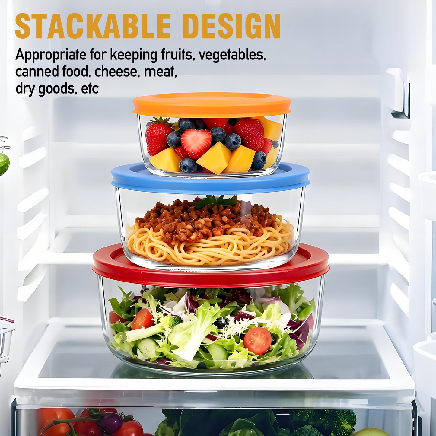 TAIMASI 6 Pcs Glass Food Storage Containers Set, 7, 4, 2 -Cup Round Containers with Lids, BPA-Free, Dishwasher & Microwave Safe Lunch Box