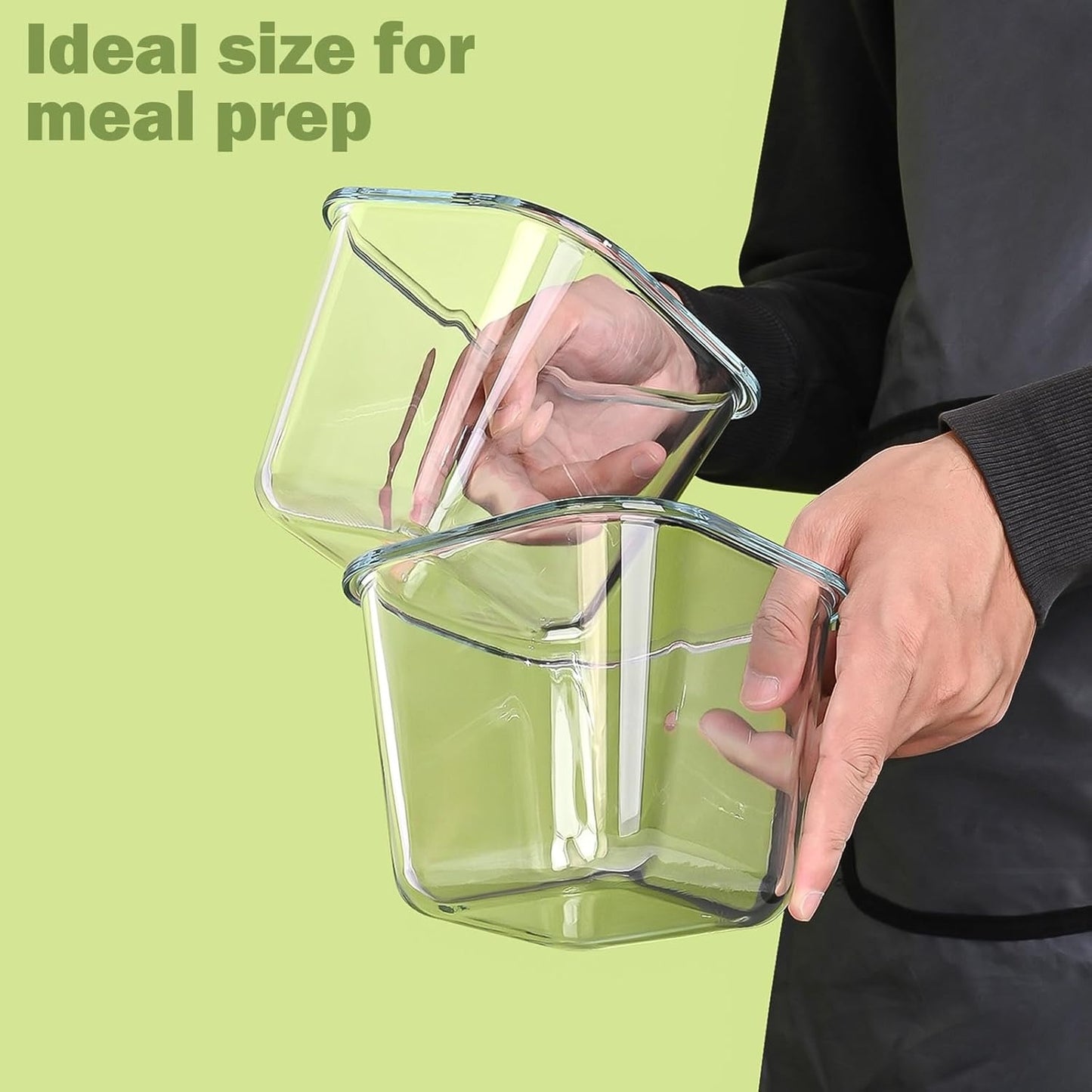 8 Pcs Glass Food Storage Containers with Lids, 4 Cup Airtight Soup Bowl, Square Meal Prep Jar for Fruit, Lunch, Freezer Microwave Safe
