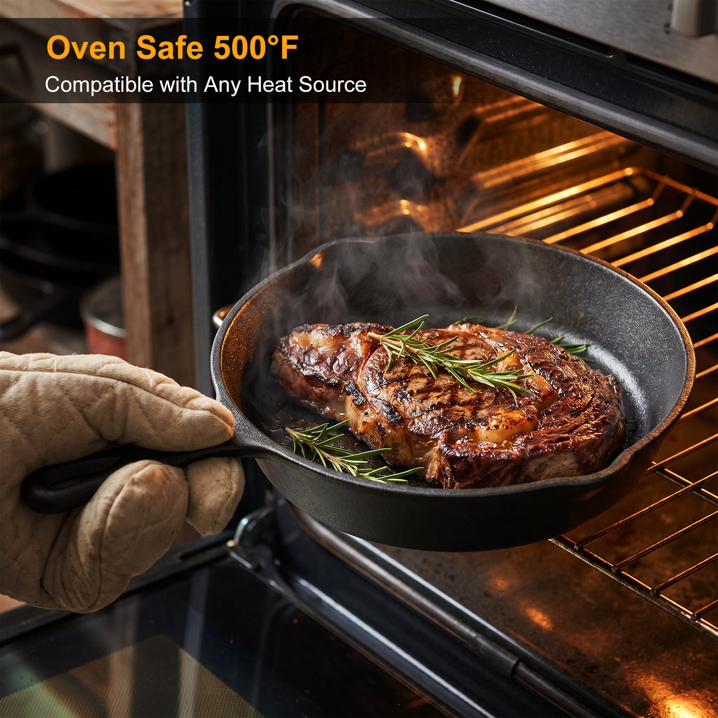 Cast Iron Skillet, TAIMASI 8" Non-Stick Pre-Seasoned Frying Pan, Oven Safe Cookware Set for Grilling, Sauteing, Baking