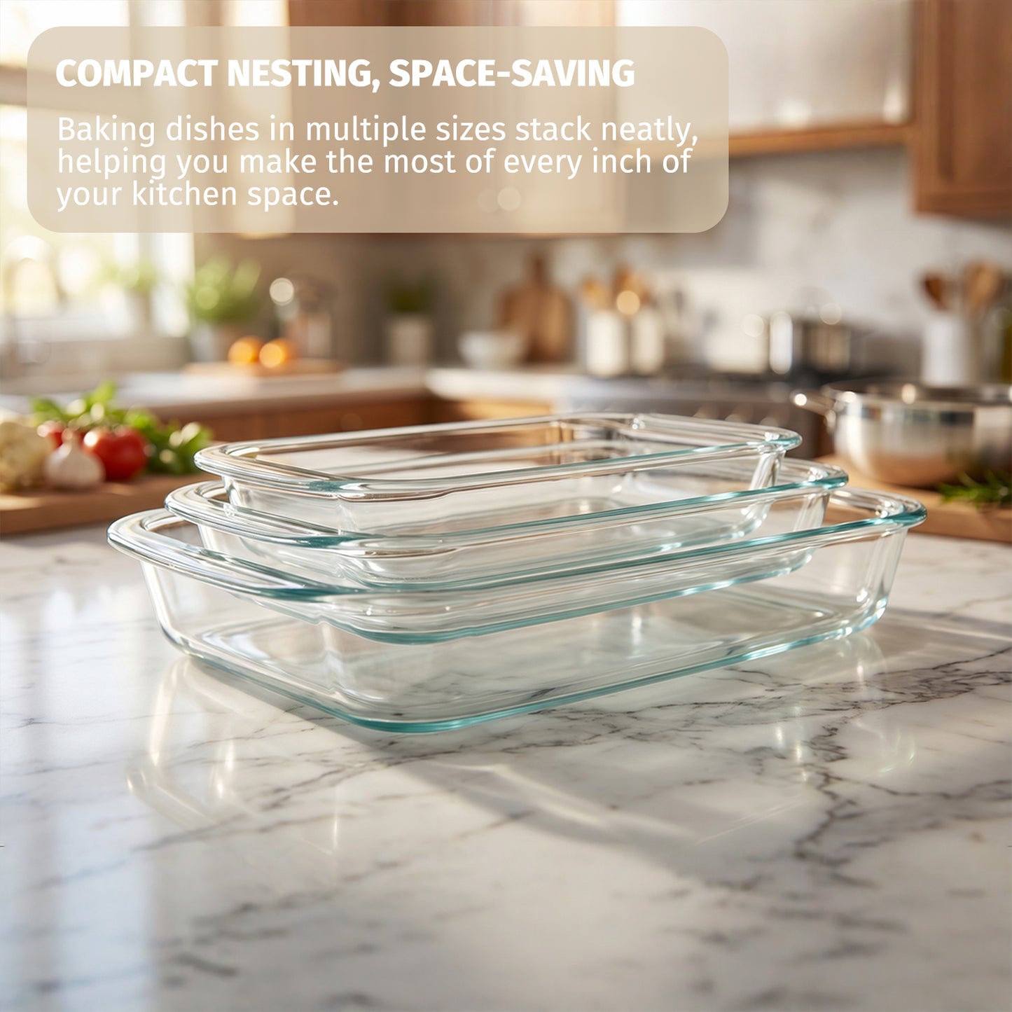 11 Pcs Deep Glass Baking Dish Set with lids/Egg Separator/Brush/Spatula, Rectangular Glass Baking Pans Bakeware Set for Lasagna, Leftovers, Cooking, Freezer-to-Oven, Multicolor