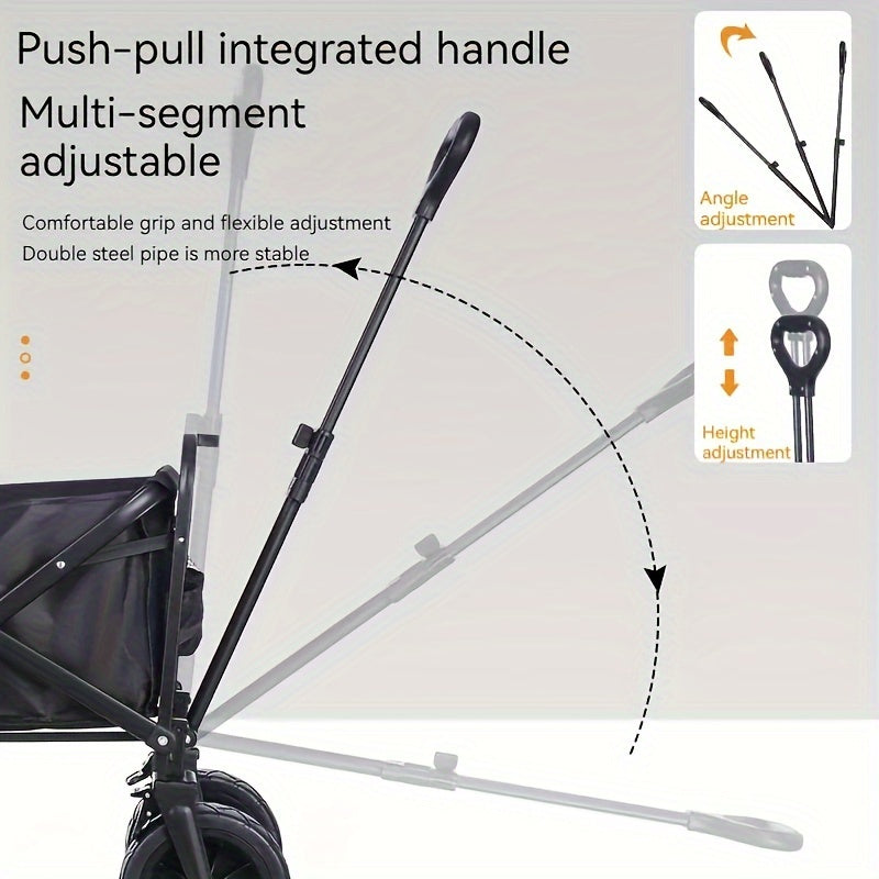 1Pack Camping Cart, Folding Portable Lightweight Wagon For Outdoor Picnic Camping, Black