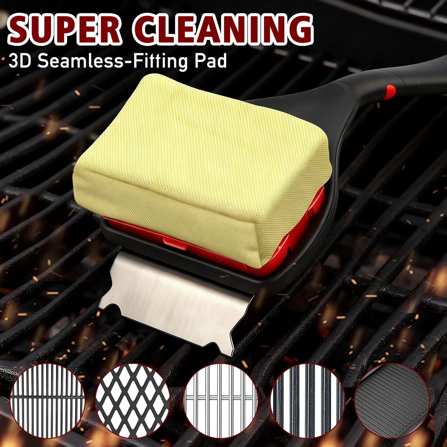Grill Brush Bristle Free Safe BBQ Grill Brush for Gas, Charcoal, Cast Iron Stainless Grates Durable, Heat-Resistant Grill Cleaning Brush Barbecue Cleaner