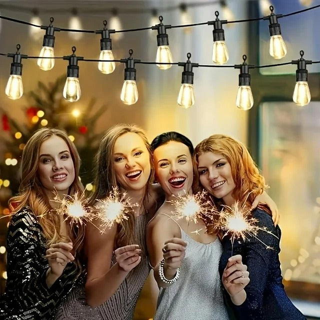 48FT Solar Wire String Lights, Outdoor Lighting Fairy String Lights Suitable For Christmas, Wedding, Bar, Coffee Salon, And Store Displays