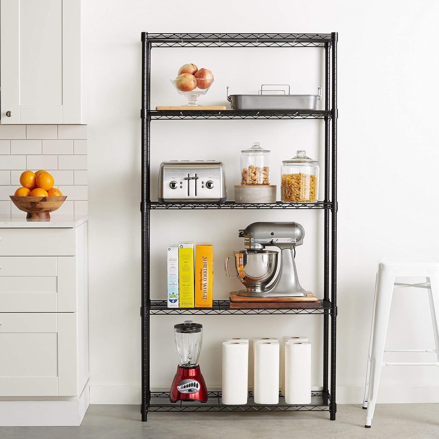 3-Shelf Adjustable Heavy Duty Steel Wire Rack Storage Shelving Organizer for Kitchen, Garage, 23.62" L x 13.77" W x 31.49" H, Black