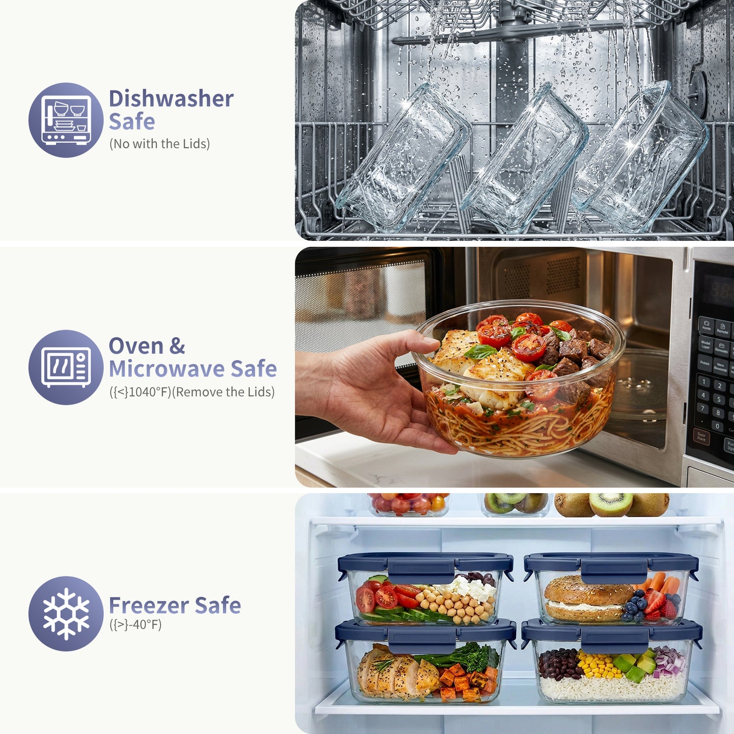 36pcs Glass Food Storage Containers with Lids Set, Airtight Meal Prep Containers (18 Containers & 18 Lids), Blue