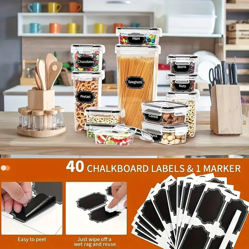 36 Pack Airtight Food Storage Containers Set with Labels & Marker- Leak-Proof, BPA-Free, Flip-Top Lids, Perfect For Kitchen Pantry Organization, Storage for Flour, Sugar, Cereal