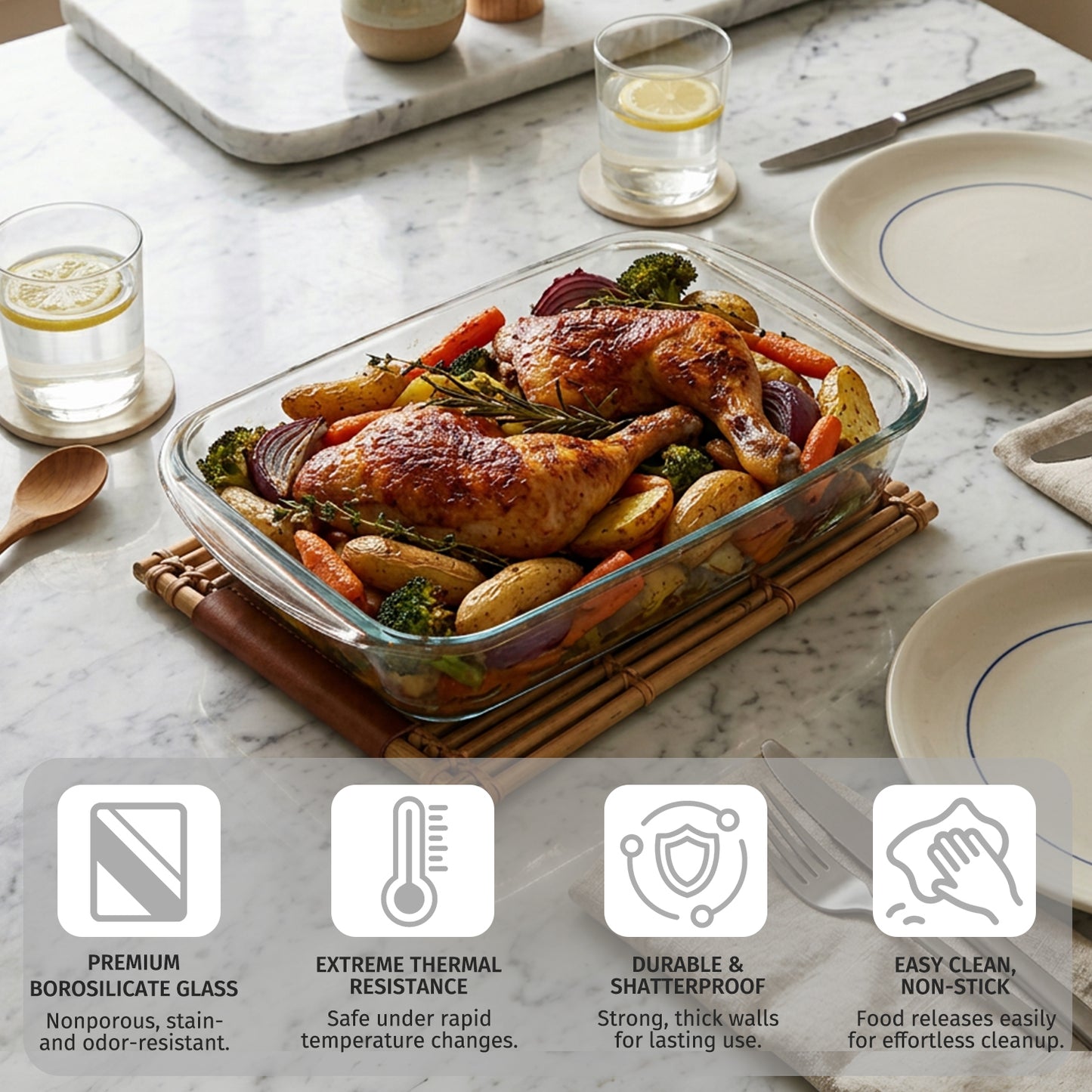 11 Pcs Deep Glass Baking Dish Set with lids/Egg Separator/Brush/Spatula, Rectangular Glass Baking Pans Bakeware Set for Lasagna, Leftovers, Cooking, Freezer-to-Oven, Gray