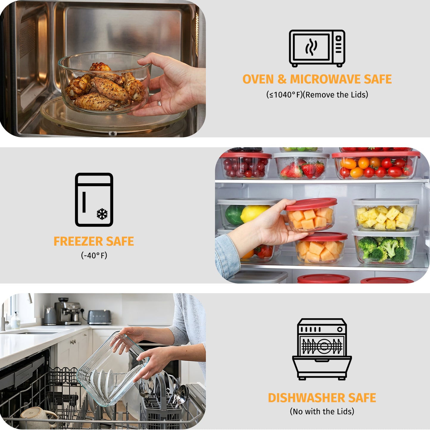 14Pcs Glass Food Storage Containers with Lids(7 Containers & 7 Lids), Stackable Airtight Meal Prep Lunch Boxes Bowls, Microwave Freezer Dishwasher Safe, Multicolor