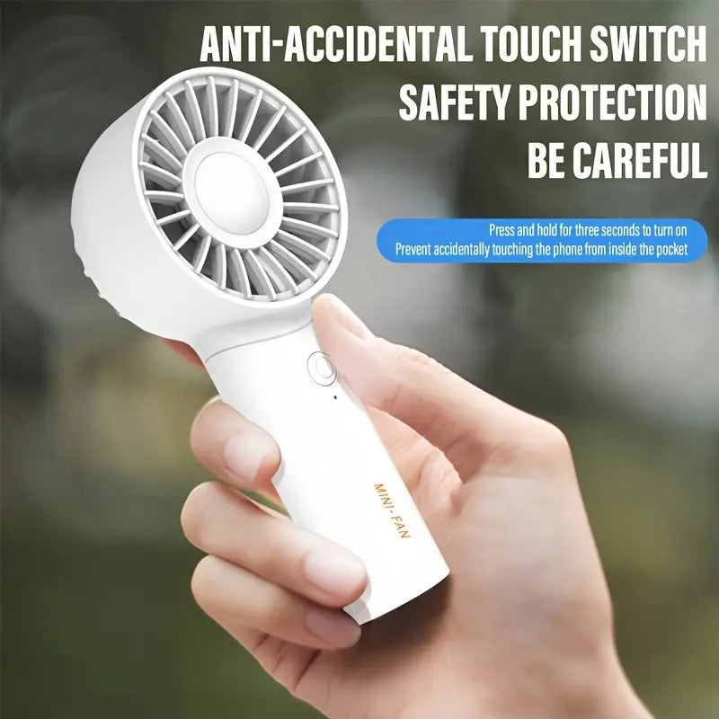 Portable Fan, USB Rechargeable Mini Fan With 3 Speeds， Handheld and Tabletop Handy Fan For Men & Women, Perfect For Office, Outdoor, Travel, And Camping