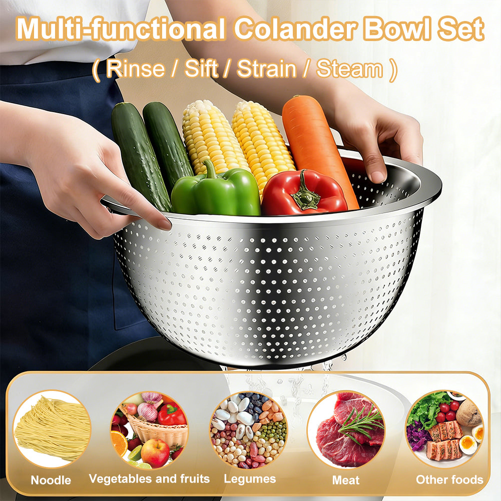 Mixing Bowls with Airtight Lids Set, 30 PCS Stainless Steel Mixing Bowls Set with Colander & Grater, Kitchen Serving Gadgets and Accesseries, Size 4.5, 3, 2.5, 2,1.5,1, 0.75 QT, Khaki