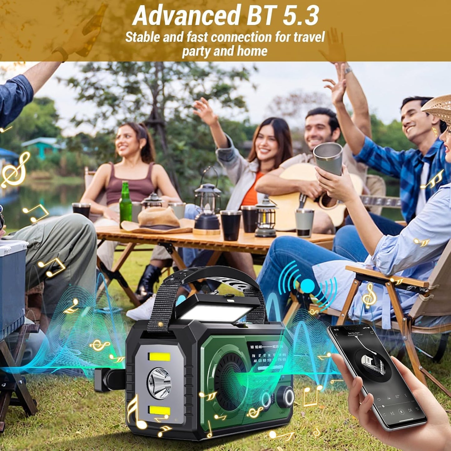 16000mAh Emergency Weather Radio, DOMNIU AM/FM/NOAA Weather Alert Radio, Hand Crank/Solar/Type-C Rechargeable Outdoor Solar Radio with Reading Lamp SOS Alarm 3 Mode Flashlight Power Bank(Army Green)