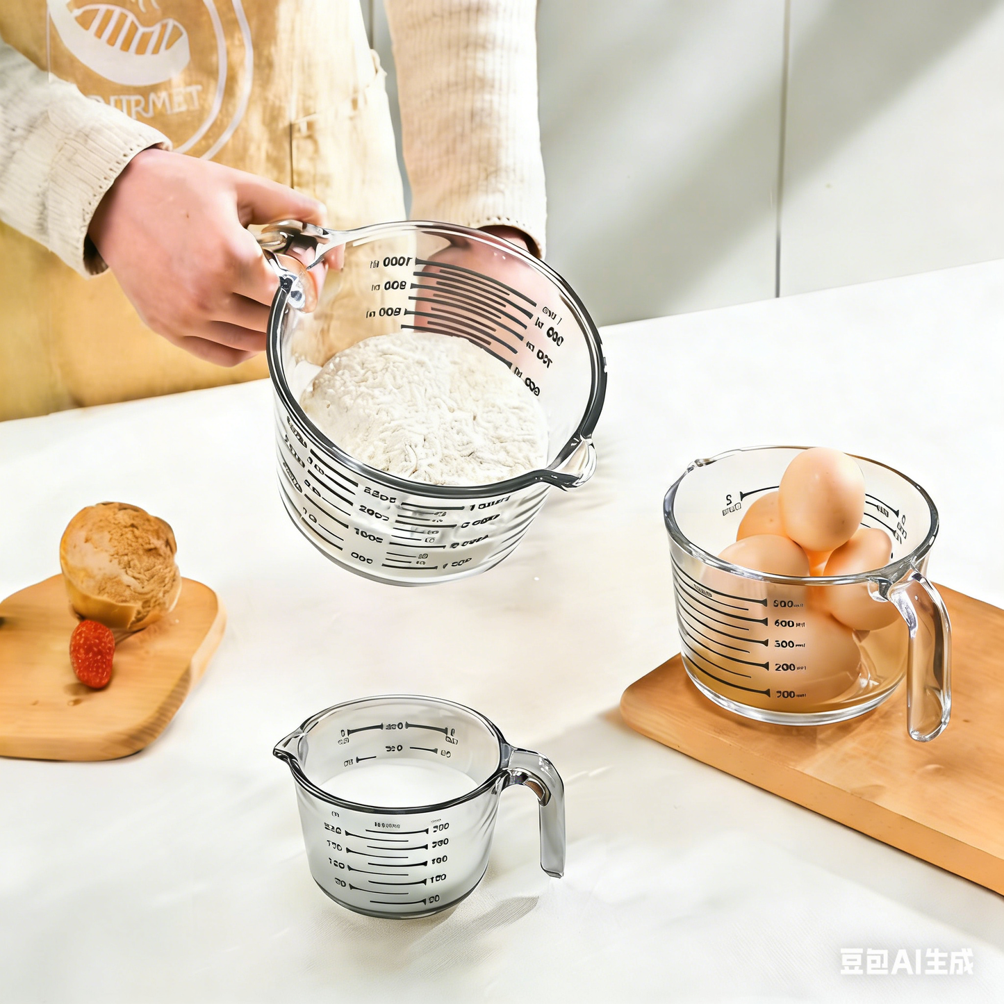 TAIMASI 9 Pcs Glass Measuring Cups Set with Lids, 4-Cup, 2-Cup, 1-Cup, 5 oz Liquid Measuring Cups & 5 Measuring Spoons | Microwave, Freezer & Dishwasher Safe，Yellow
