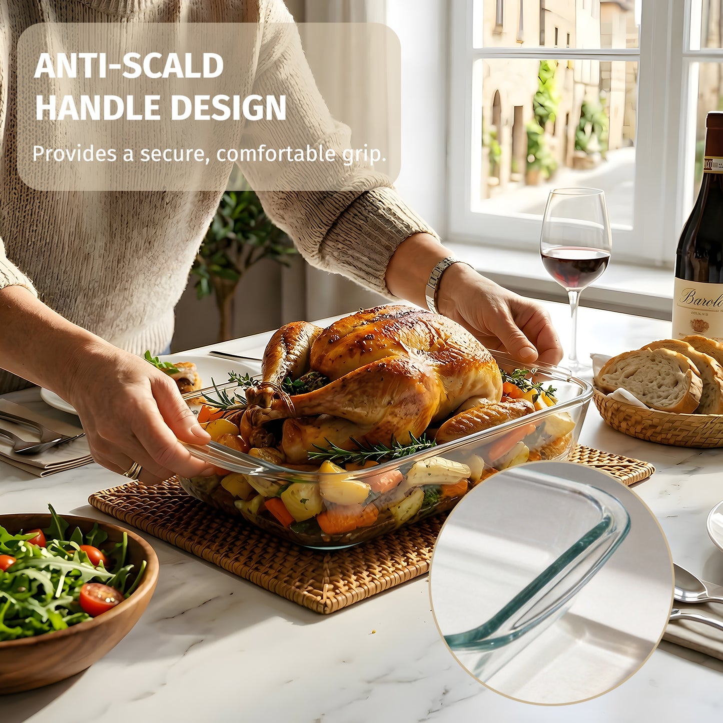 11 Pcs Deep Glass Baking Dish Set with lids/Egg Separator/Brush/Spatula, Rectangular Glass Baking Pans Bakeware Set for Lasagna, Leftovers, Cooking, Freezer-to-Oven, Multicolor