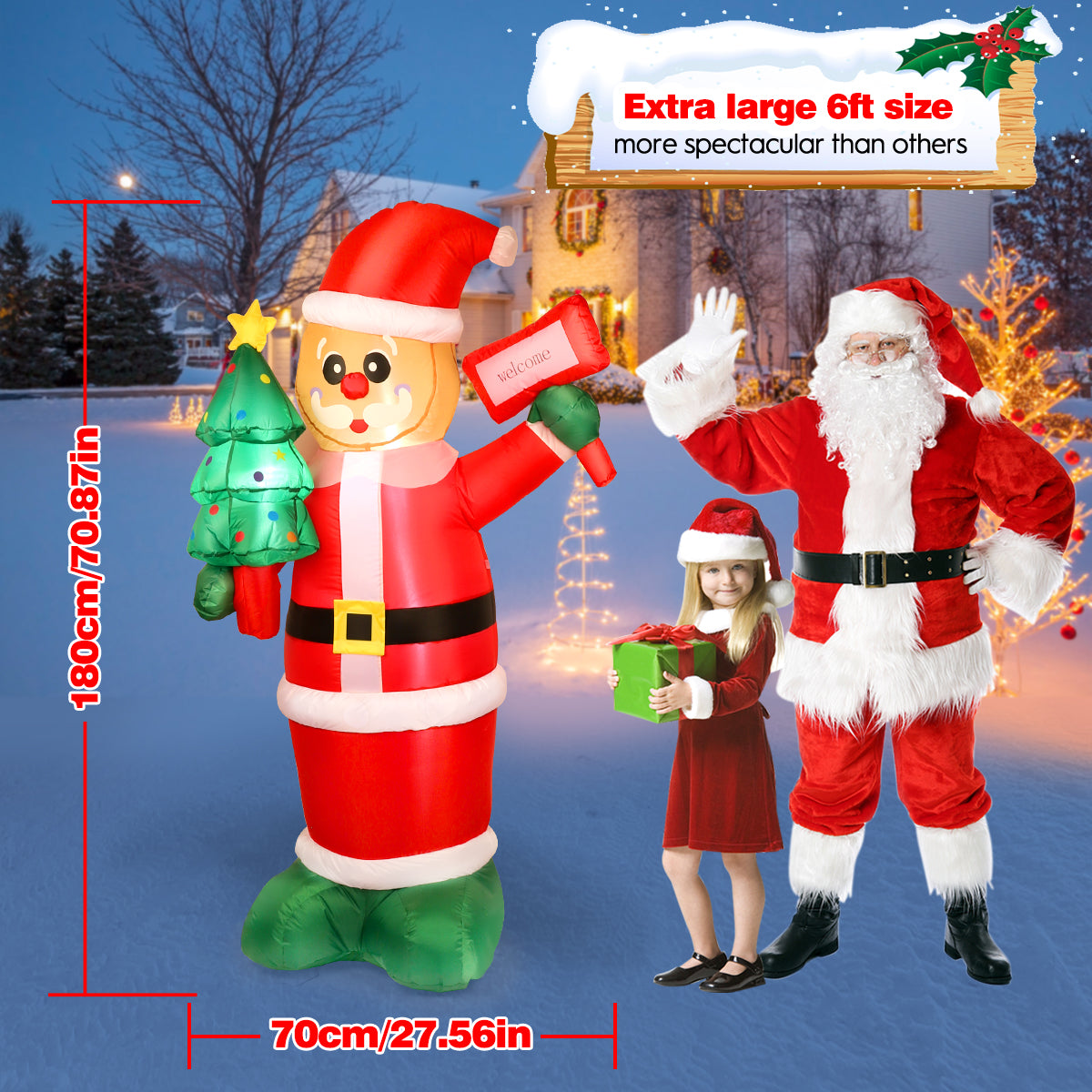 5 Ft Christmas Inflatables Outdoor Decorations, Christmas Blow up Snowman with LED Lights, Winter Outside Decor for Holiday Party Yard Patio Garden Lawn, Xmas Gifts
