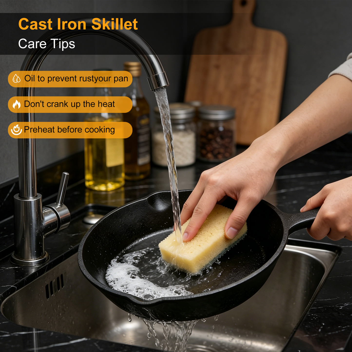 Cast Iron Skillet, TAIMASI 8" Non-Stick Pre-Seasoned Frying Pan, Oven Safe Cookware Set for Grilling, Sauteing, Baking