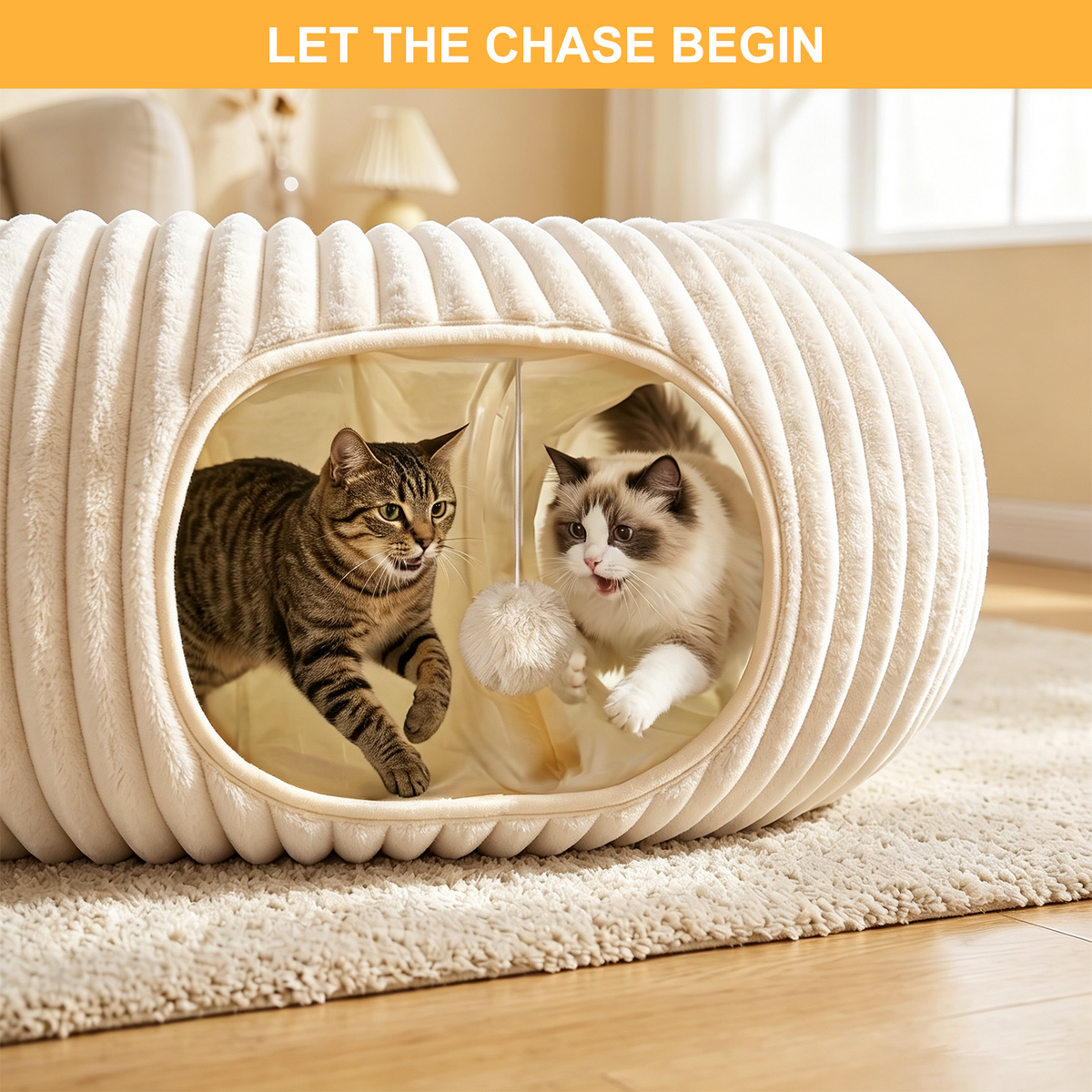 42 Pcs Cat Toys Kitten Toys, Interactive Cat Toy with Collapsible Cat Tunnel Bed, Interactive Kitty Toys Feather Teaser Spring Toy Set for Cat, Kitty