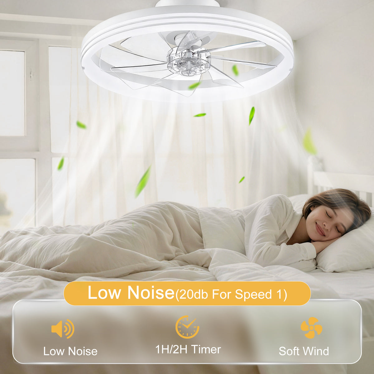 Foldable Ceiling Fans with Lights and Remote, 20'' Low Profile Ceiling Fans, 3000-6000K Dimmable Modern Flush Mount LED Fan Light, Fandelier Ceiling Fan for Bedroom, Kitchen, Living Room