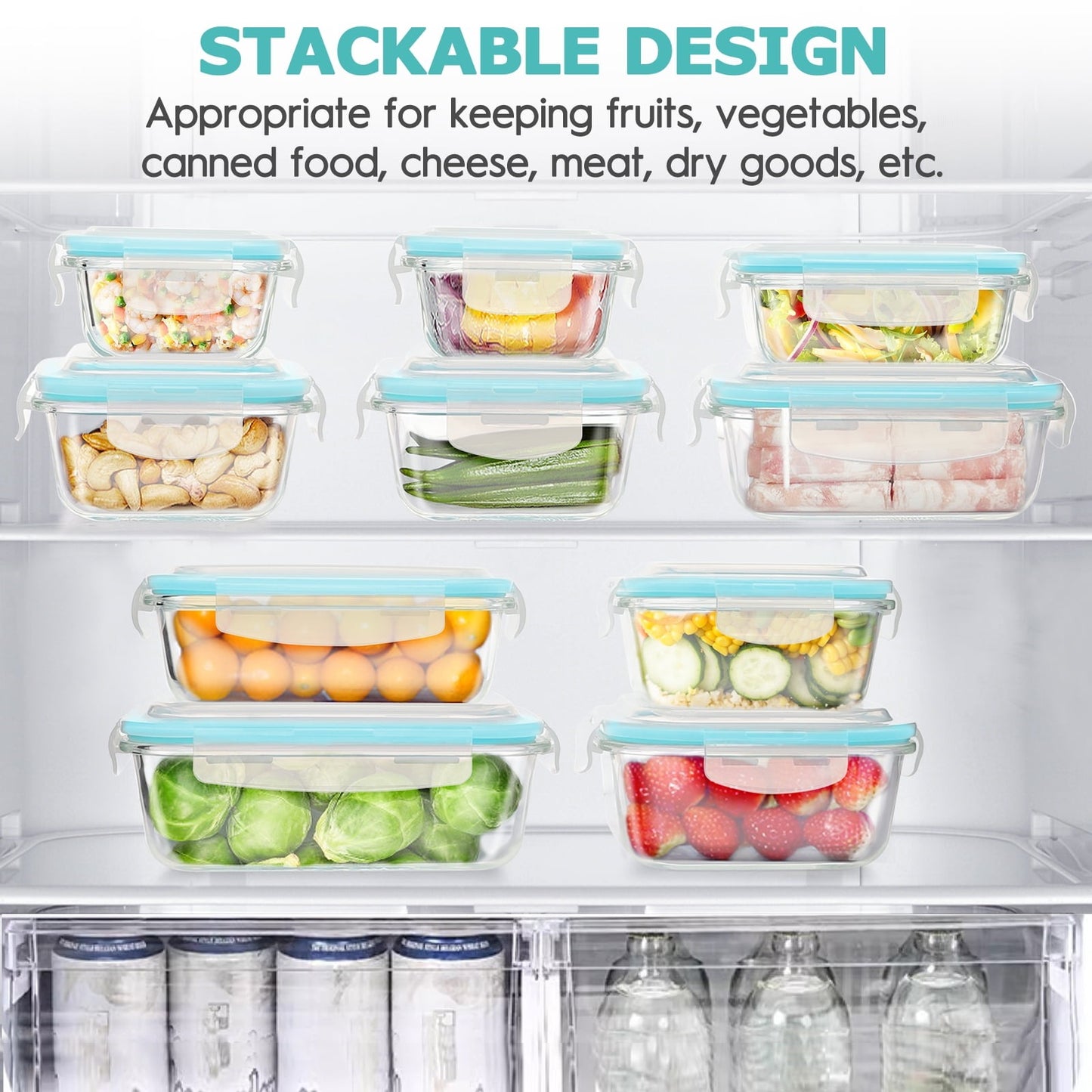14 Pcs Glass Food Storage Containers, Meal Prep, Airtight Bento Boxes Lunch Box with Leak Proof Locking Lids, Microwave/Oven/Freezer/Dishwasher Safe, BPA Free