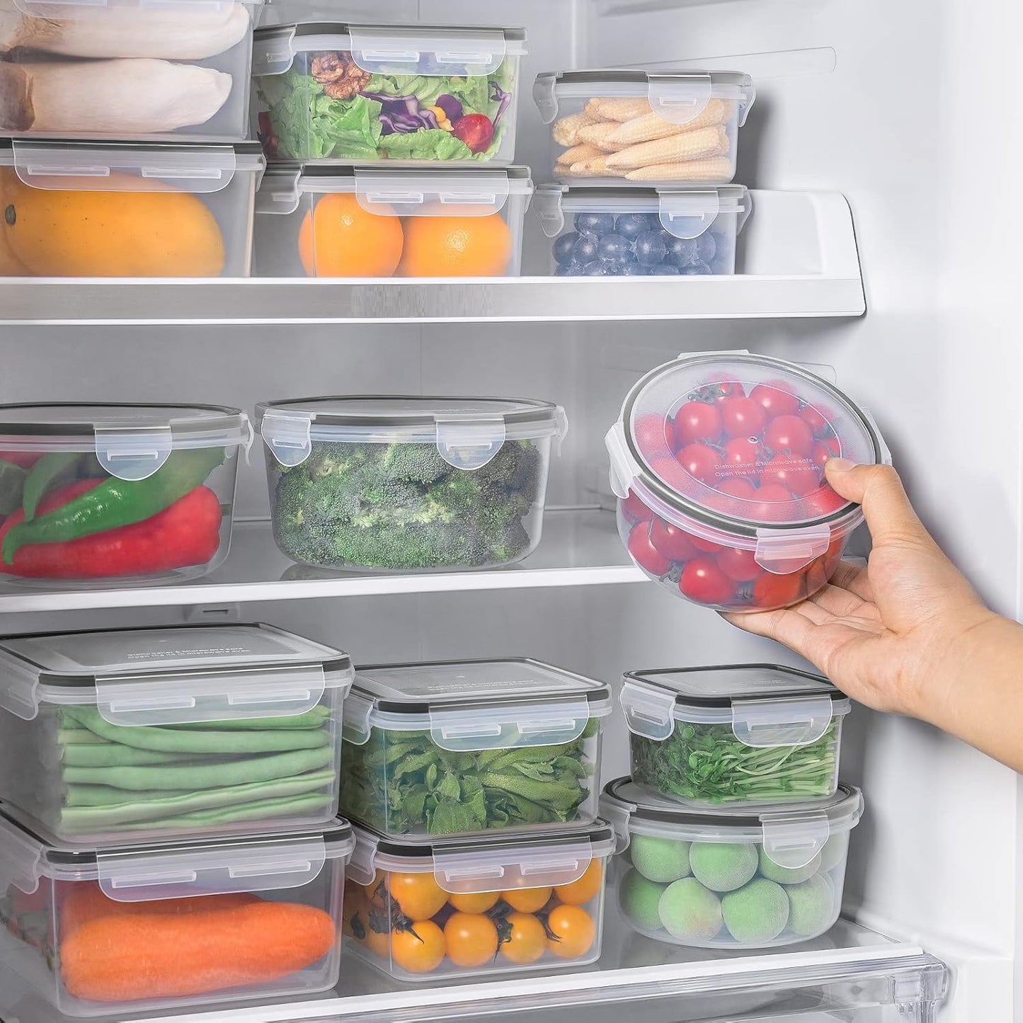 48 PCS Plastic Food Storage Containers with Lids (24 Containers & 24 Lids), Leakproof BPA-Free Containers for Kitchen Organization, Meal Prep, Reusable Lunch Container