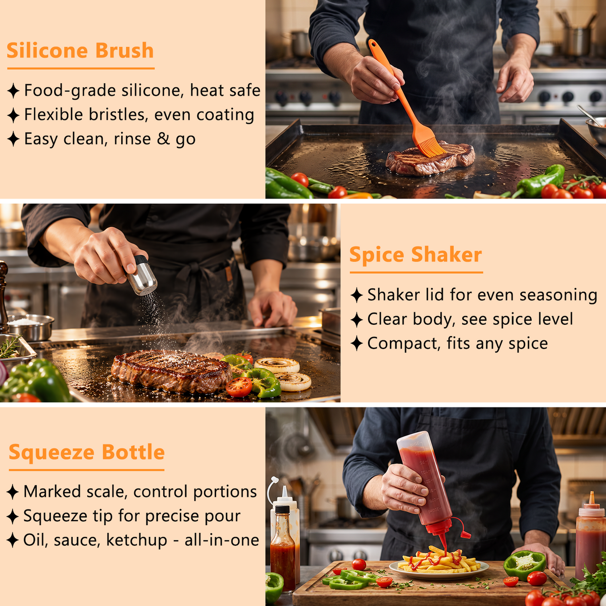 Mibote 28-Piece Griddle Accessories Kit, Flat Top Grill Tools Set with Spatula Scraper and Basting Cover, Hibachi BBQ Grilling