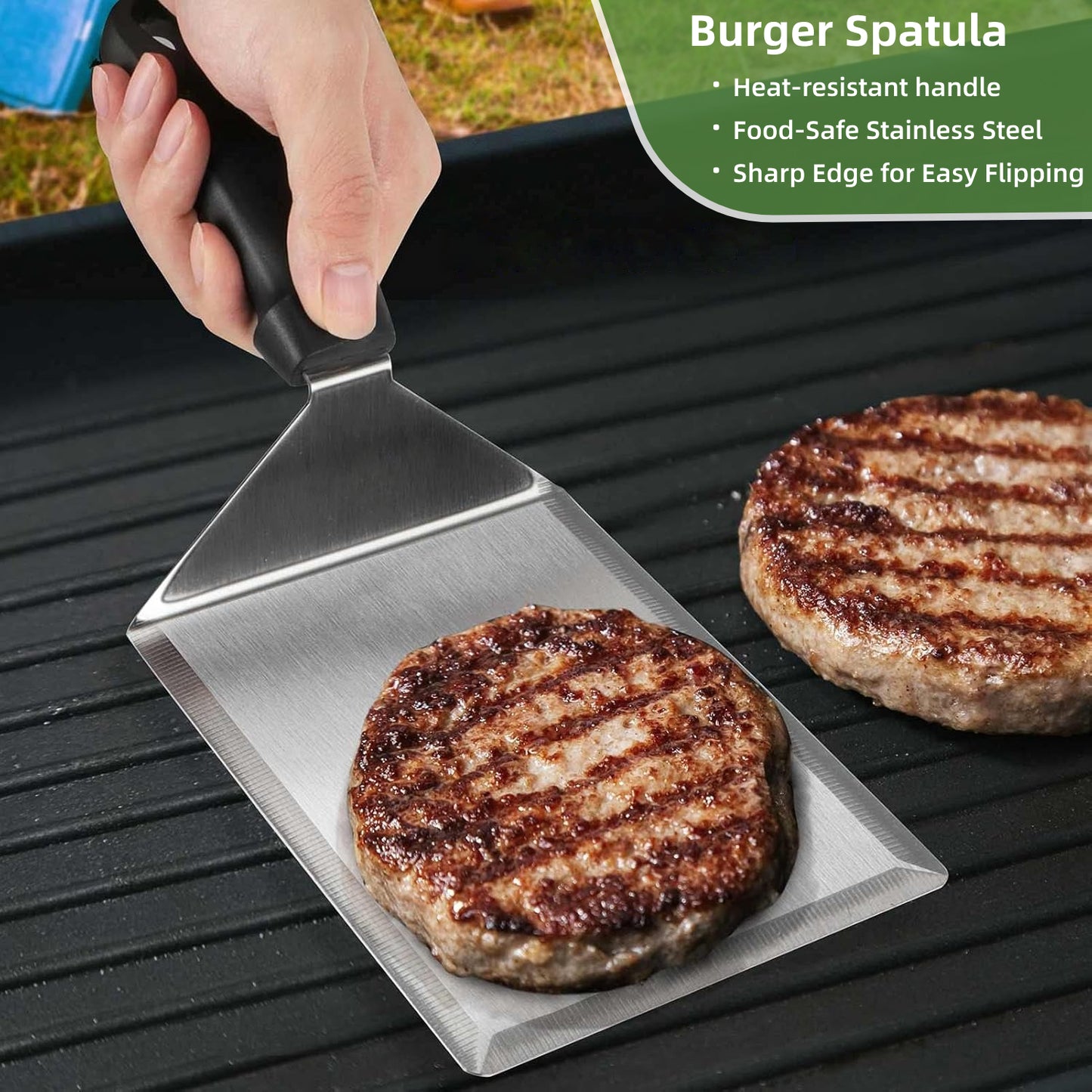Griddle Accessories Smash Burger Kit (5Pcs), 12inch Heavy Duty Round Dome & Bacon Press Set, with Hamburger Spatula, Patty Papers, and Squeeze Bottle Perfect for Hamburger, Bacon, Meat