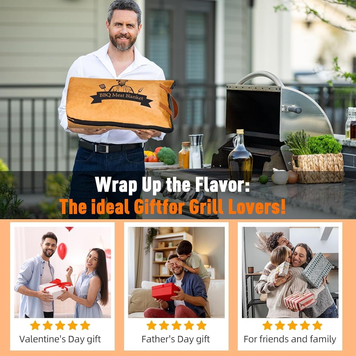Mibote BBQ Blanket for Resting Meat,Reusable Smoker Grilling Meat Insulated Resting Bag with Wide Mouth for Large Brisket/Pork Shoulders/Turkeys,Gifts for Men (BBQ Blanket 21in)
