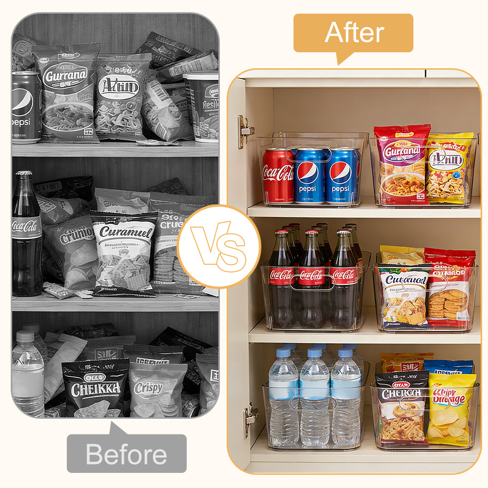 12 Pack Clear Plastic Storage Bins, TAIMASI Multi-Use Pantry Organizer Bins, Stackable Storage Containers for Home, Kitchen, Office, Cabinet, Fridge Organization