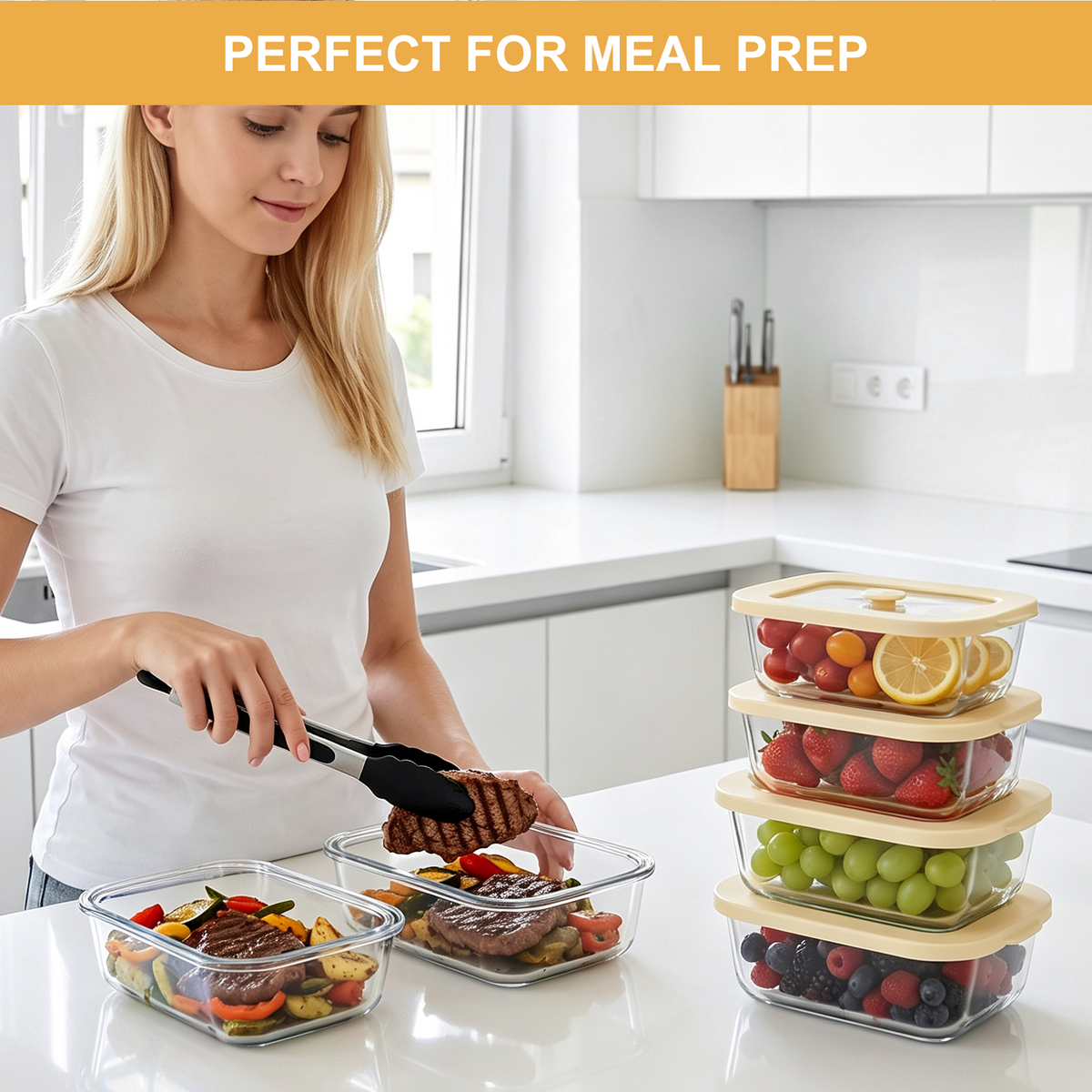 24 Pcs Glass Food Storage Containers with Tempered Glass Lids, Borosilicate Oven-Safe (-4°F~950°F), Airtight Meal Prep Containers (12 Containers & 12 Lids), LeakProof, BPA-Free, Dishwasher Safe