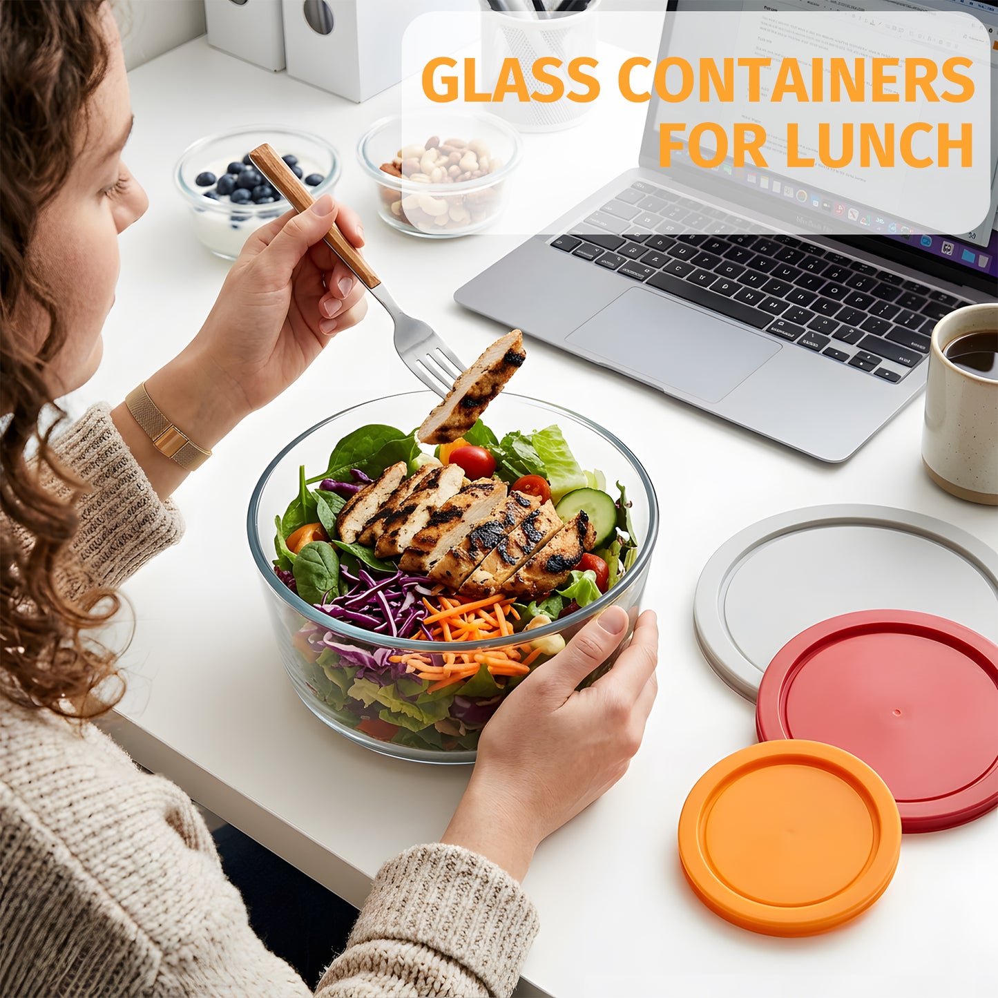 14Pcs Glass Food Storage Containers with Lids(7 Containers & 7 Lids), Stackable Airtight Meal Prep Lunch Boxes Bowls, Microwave Freezer Dishwasher Safe, Multicolor