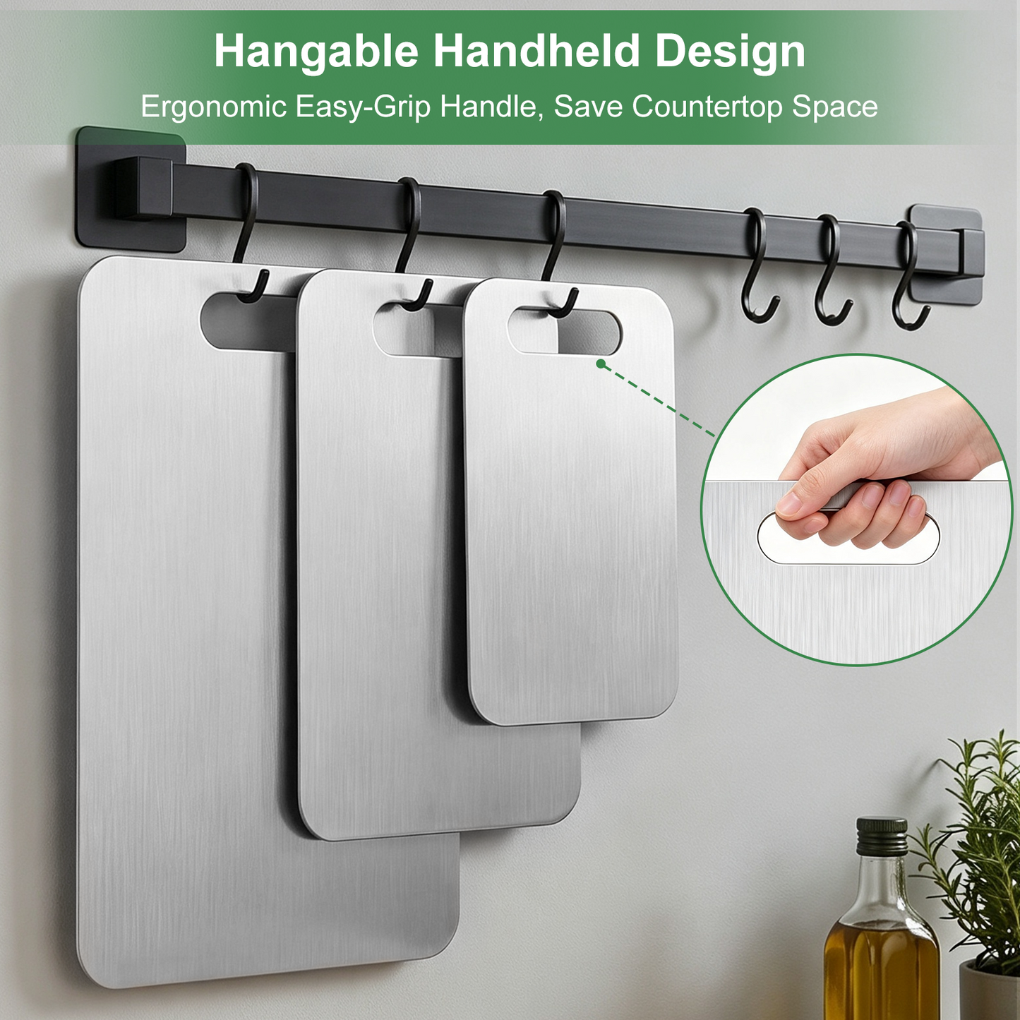 Wynra 3 Piece Stainless Steel Cutting Board Set, Non-Toxic Double-Sided Cutting Board for Kitchen, Durable Metal Cutting Board for Meat, Vegetables, Fruits & Bread, Dishwasher Safe