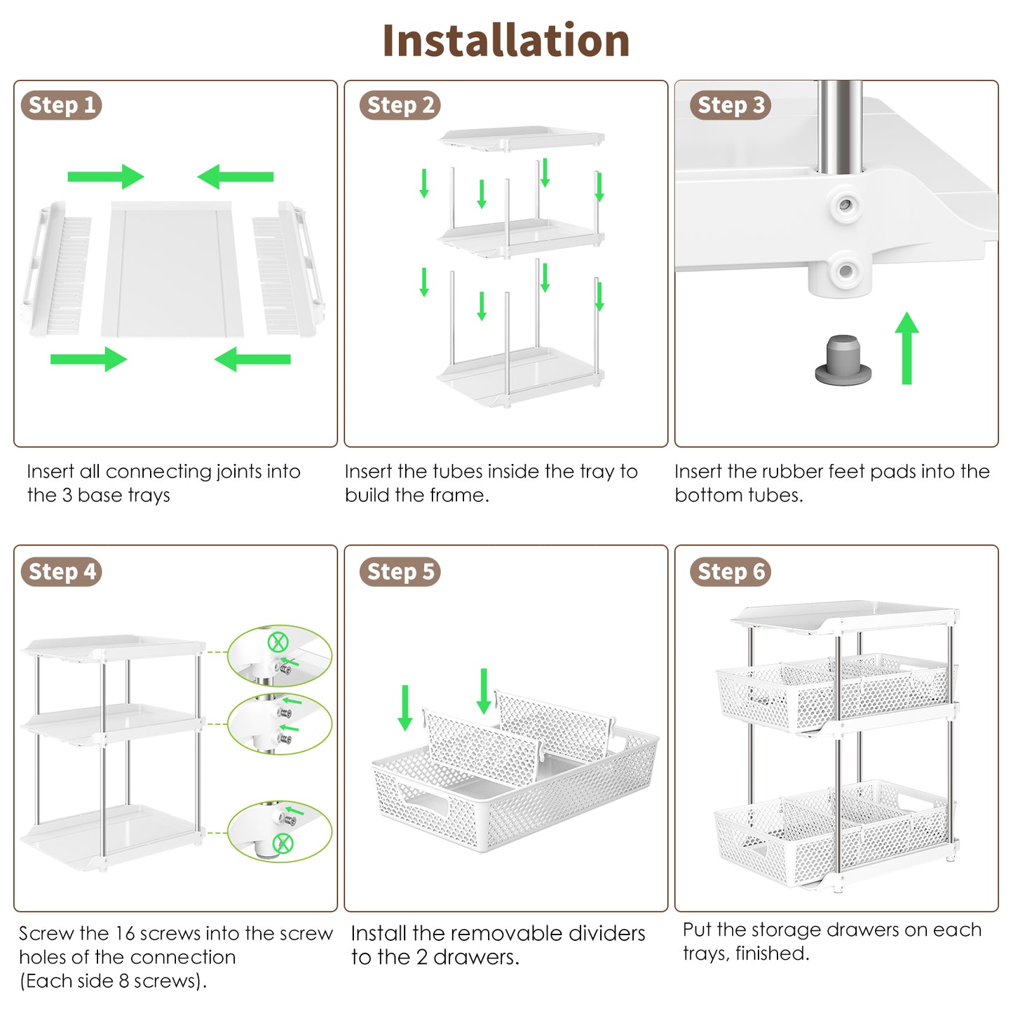 TAIMASI Pull-Out 3 Tier Bathroom Organizers and Storage, Under Sink Organizer, Kitchen Cabinet Organizer White, 1 (Count)