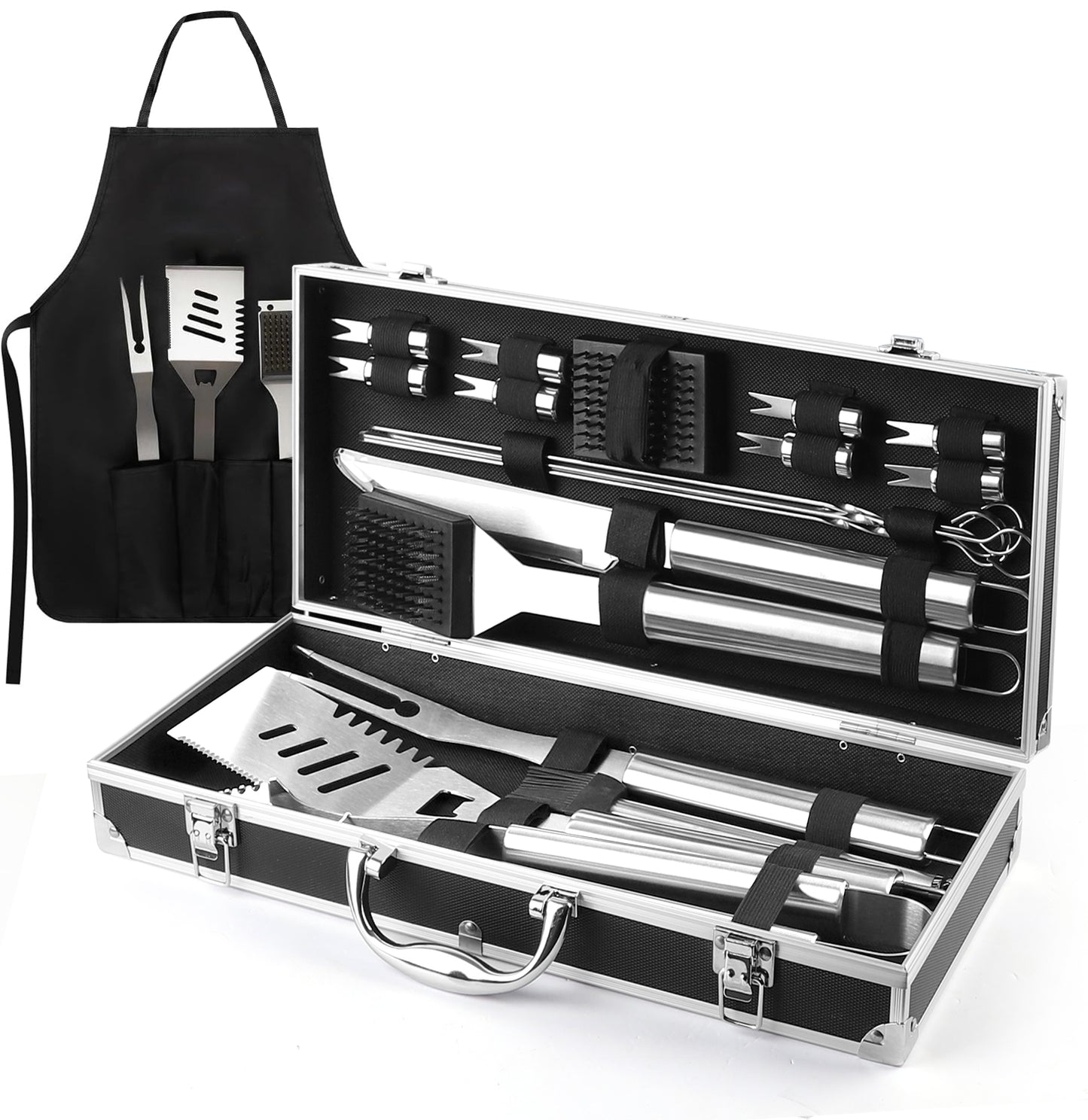 BBQ Grill Accessories Set, 21Pcs Stainless Steel Grill Tools Grilling Accessories with Aluminum Case