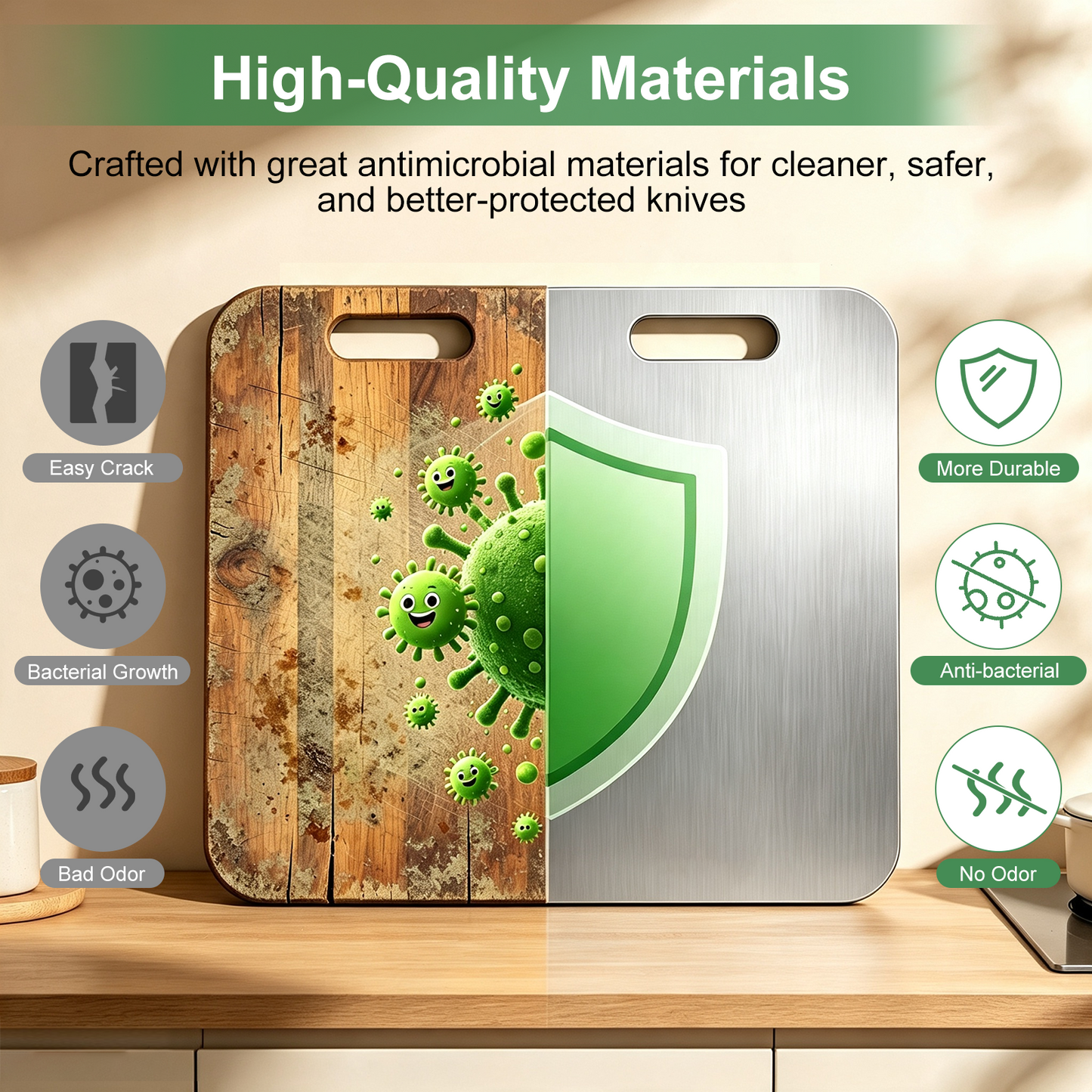 Wynra Stainless Steel Cutting Board, Large Cutting Board for Kitchen, Metal Food Prep Board for Meat, Vegetables and Fruit, 9.05" x 13.38"