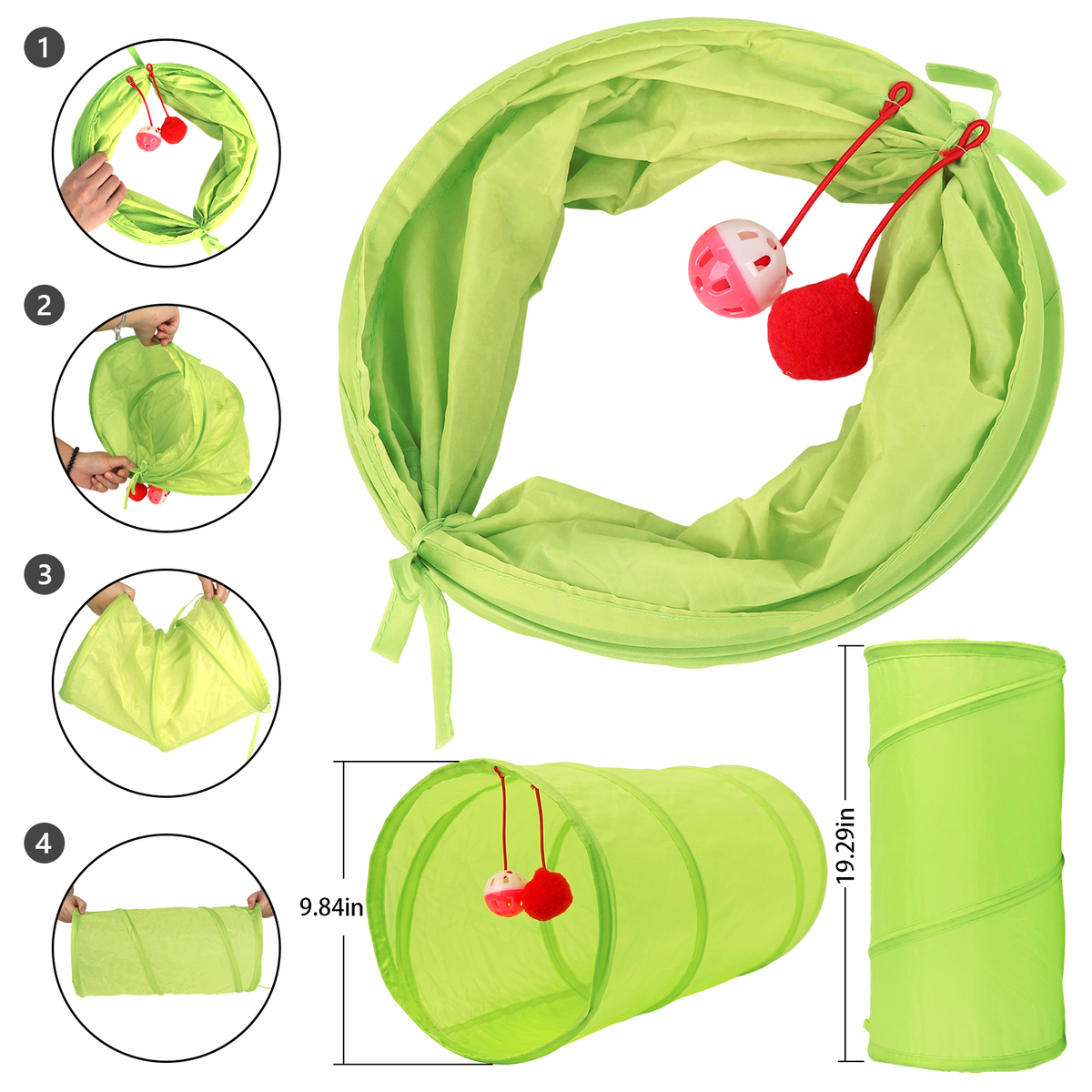 TAIMASI 31 Pcs Cat Toys Kitten Toys, Assorted Interactive Cat Toys Set with Collapsible Cat Tunnel, Teaser Wand, Fluffy Mouse Toy, Crinkle Balls