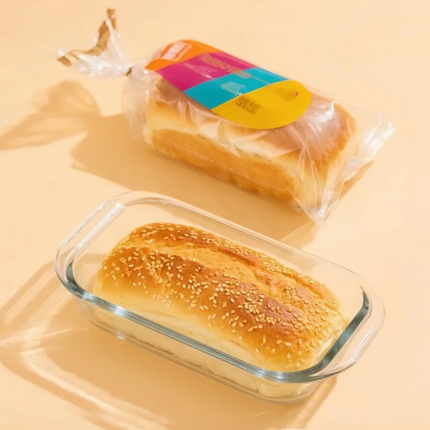 3 Pack Glass Loaf Pan Set with Lids - 1.9 Qt/1800 ML Stackable Glass Bread Baking Dishes, Airtight Meal Prep Food Storage Containers, Oven & Microwave Safe, Dishwasher Safe, Grey