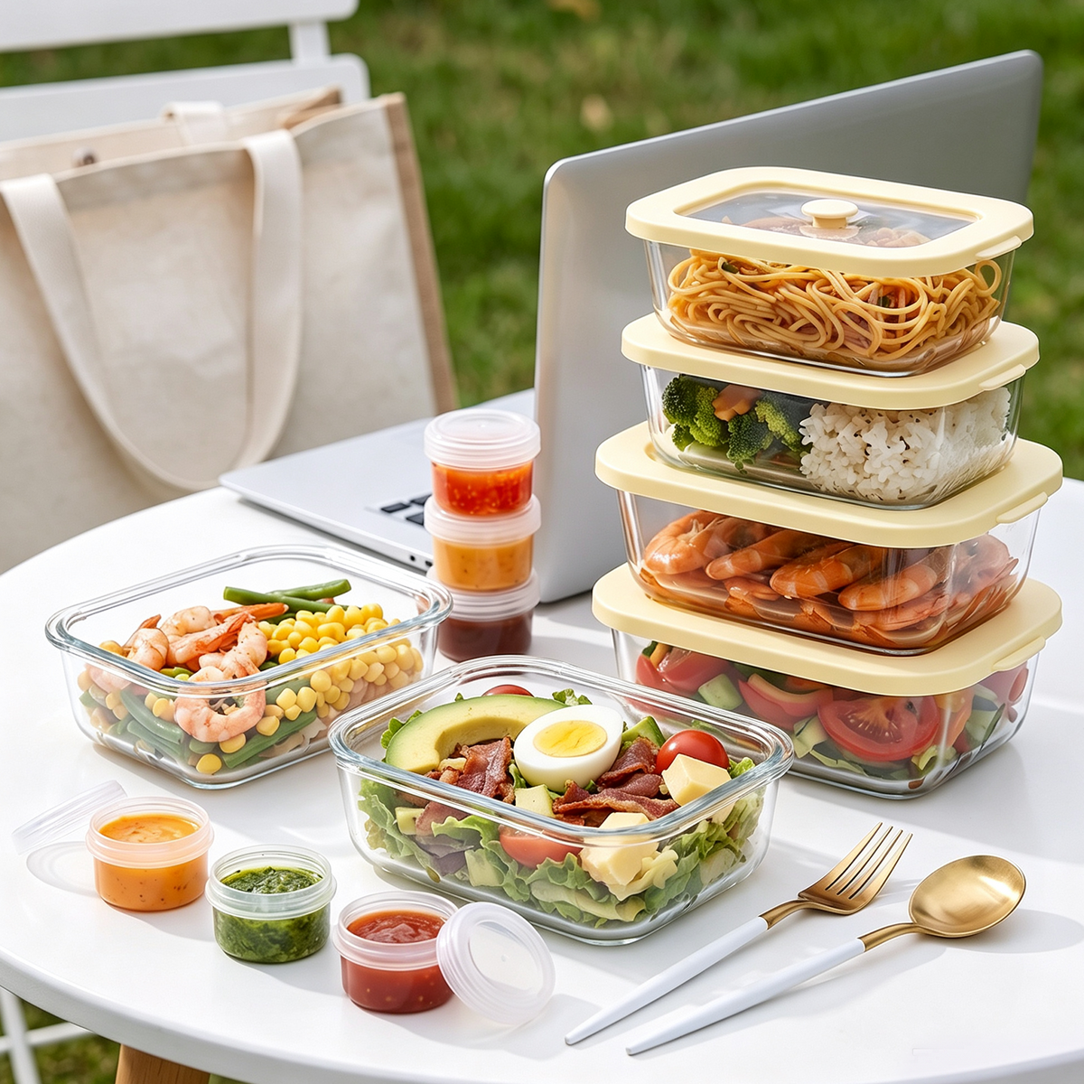24 Pcs Glass Food Storage Containers with Tempered Glass Lids, Borosilicate Oven-Safe (-4°F~950°F), Airtight Meal Prep Containers (12 Containers & 12 Lids), LeakProof, BPA-Free, Dishwasher Safe