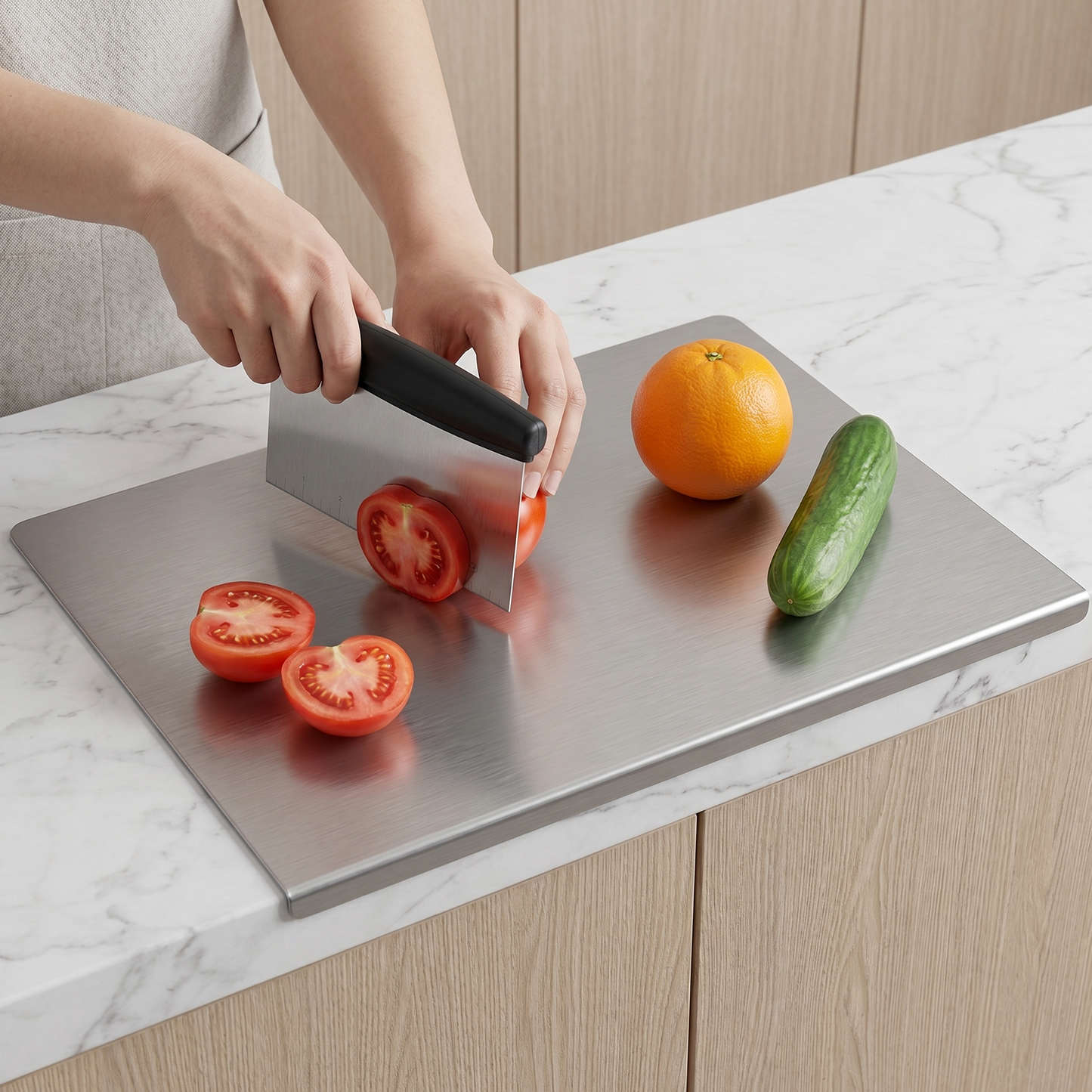 Cutting Boards for Kitchen, AOKIWO Large Stainless Steel Baking Boards with scraper, Suitable for Bread, Meat, Vegetables, (15.7 x 27.6 inch )