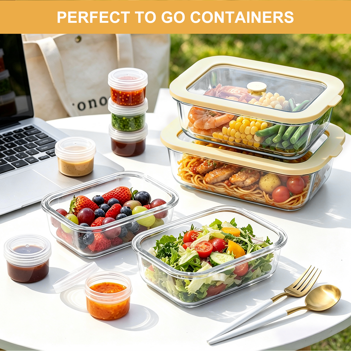 20 Pcs Glass Food Storage Containers with Tempered Glass Lids, Borosilicate Oven-Safe (-4°F~950°F), Airtight Meal Prep Containers (10 Containers & 10 Lids), LeakProof, BPA-Free, Dishwasher Safe