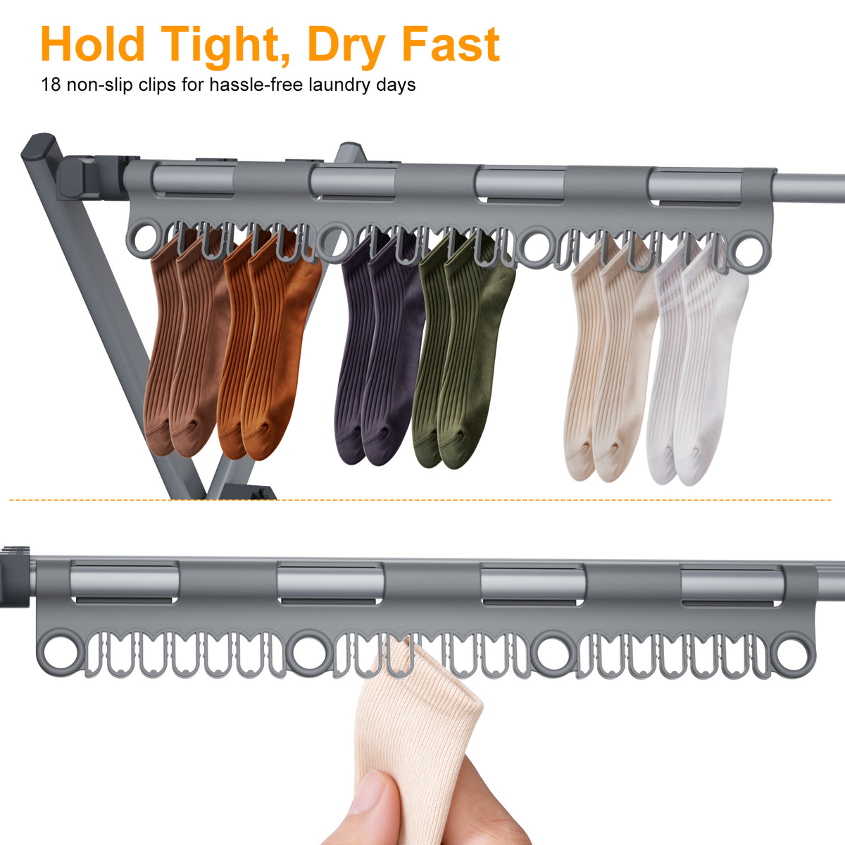 3-Tier Foldable Clothes Drying Rack, Portable Metal Drying Rack Clothing, Collapsible Laundry Drying Rack, Antirust Clothing Rack for Indoor Outdoor Air Drying, 13.4" D x 28.7" W x 45.7" H, Gray
