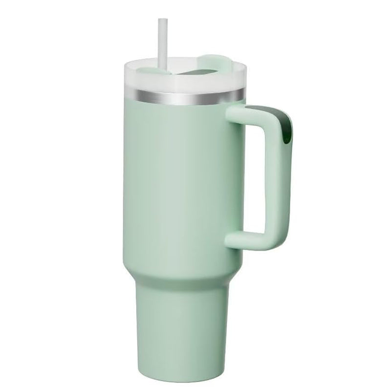 Tumbler With Handle 40 oz Travel Mug Straw Covers Cup with Lid Insulated Quencher Stainless Steel Water Iced Tea Coffee  Cups-Khaki