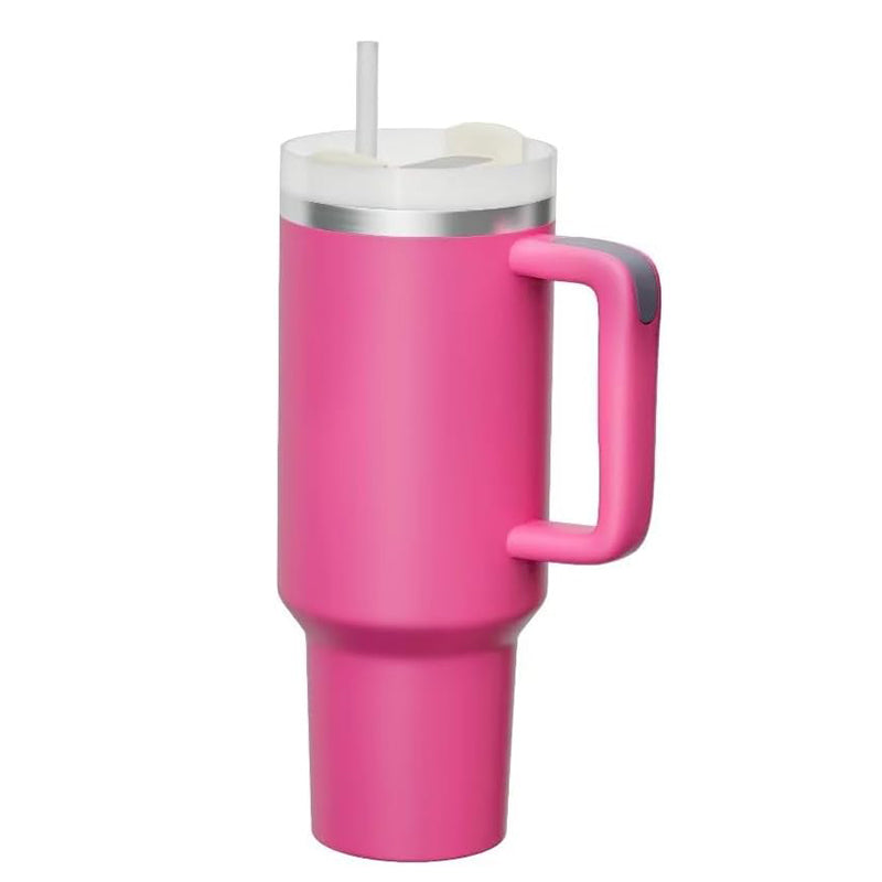 Tumbler With Handle 40 oz Travel Mug Straw Covers Cup with Lid Insulated Quencher Stainless Steel Water Iced Tea Coffee  Cups-Khaki