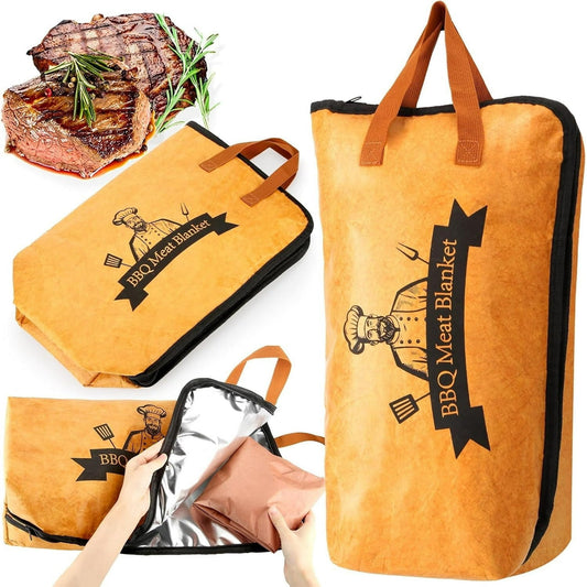 Mibote BBQ Blanket for Resting Meat,Reusable Smoker Grilling Meat Insulated Resting Bag with Wide Mouth for Large Brisket/Pork Shoulders/Turkeys,Gifts for Men (BBQ Blanket 21in)
