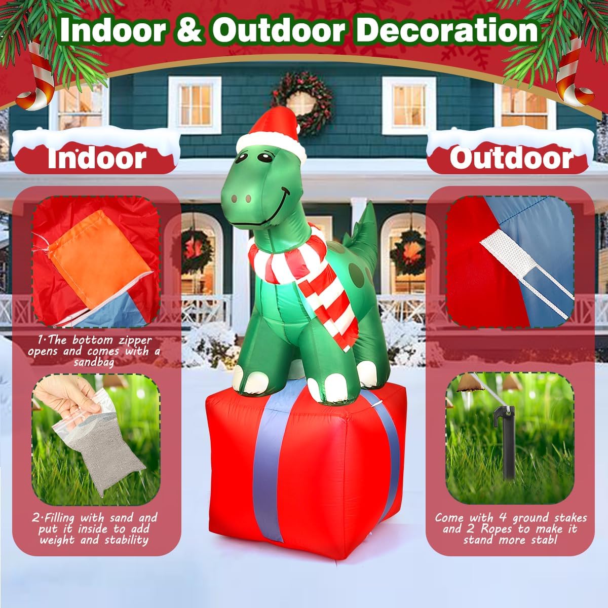 5 Ft Christmas Inflatables Outdoor Decorations, Christmas Blow up Snowman with LED Lights, Winter Outside Decor for Holiday Party Yard Patio Garden Lawn, Xmas Gifts
