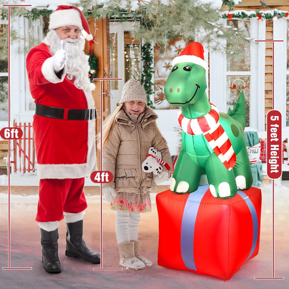 5 Ft Christmas Inflatables Outdoor Decorations, Christmas Blow up Snowman with LED Lights, Winter Outside Decor for Holiday Party Yard Patio Garden Lawn, Xmas Gifts