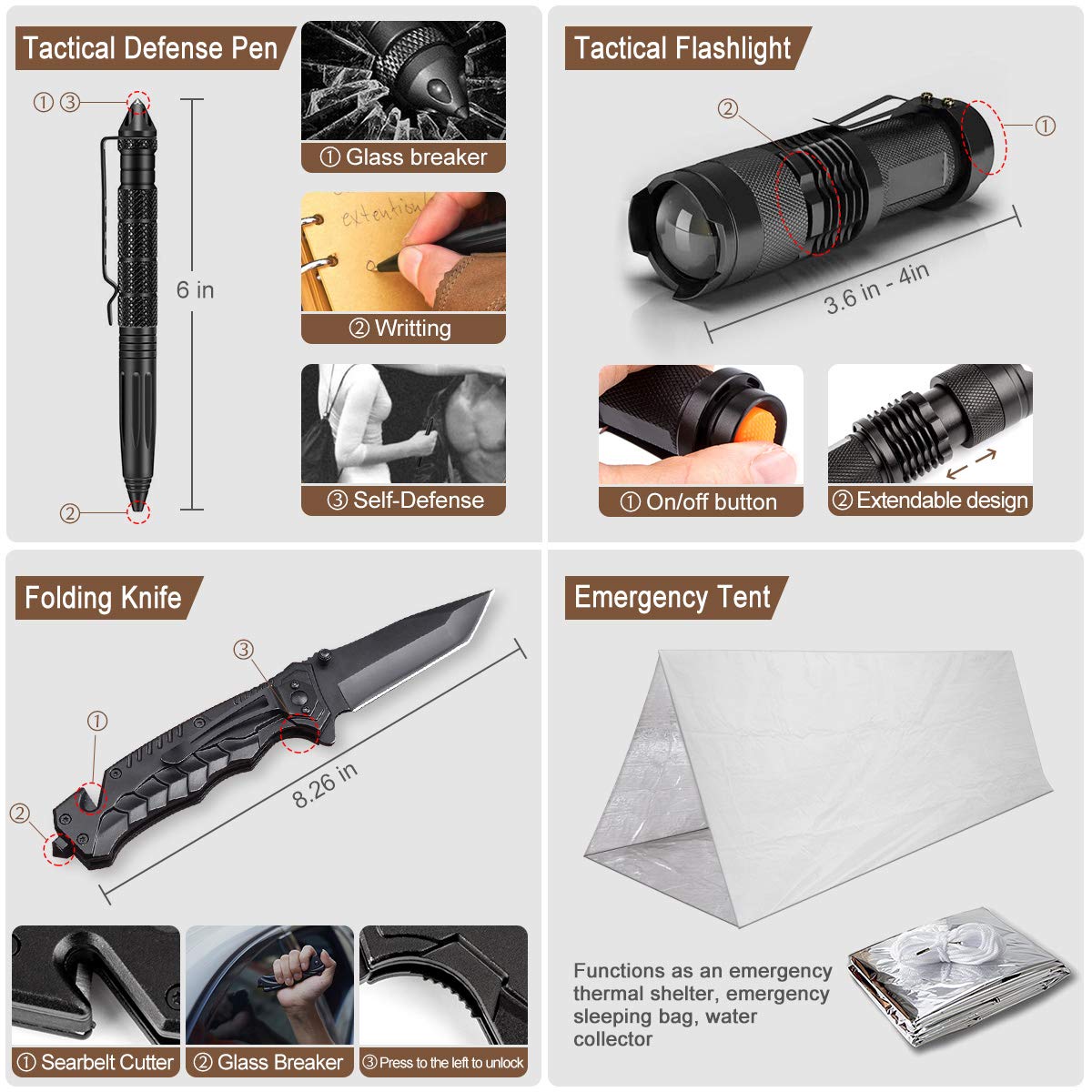 238Pcs Emergency Survival Kit and First Aid Kit, Professional Survival Gear Tool with Molle Pouch and Emergency Tent for Earthquake, Outdoor Adventure, Camping, Hiking