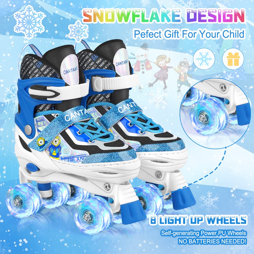 Roller Skates for Kids Girls Boys 4 Size Adjustable Kids Roller Skates with Wheels Light up for Children, Teens, Beginner & Advance, Indoor Outdoor