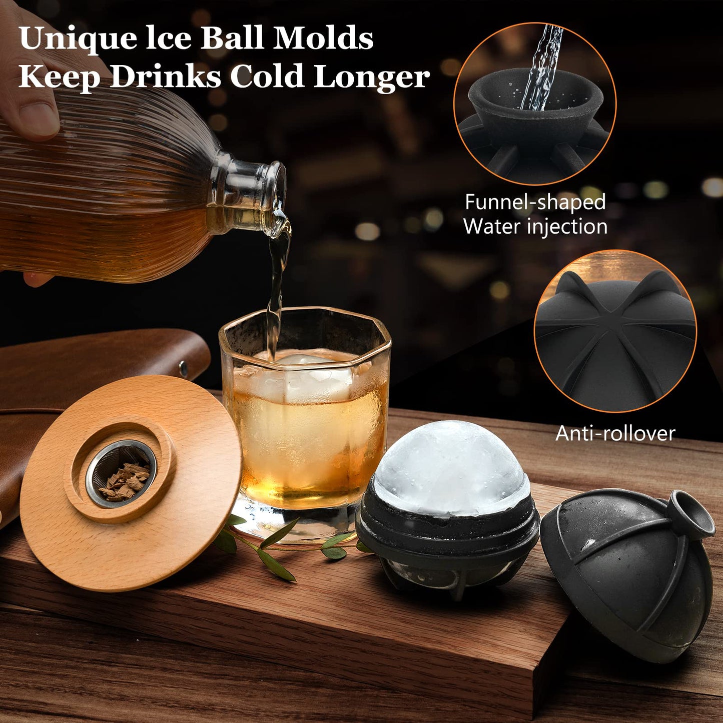 Cocktail Smoker Kit with Torch with 6 Flavored Wood Chips for Bourbon, Old Fashioned Chimney Drinks, Whiskey Smoker Kit, Ideal Gifts for Him,Men,Boyfriend, Husband, Dad