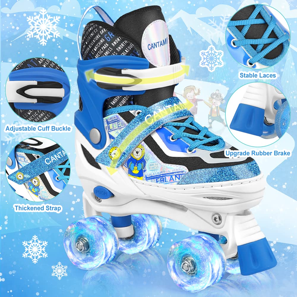 Roller Skates for Kids Girls Boys 4 Size Adjustable Kids Roller Skates with Wheels Light up for Children, Teens, Beginner & Advance, Indoor Outdoor