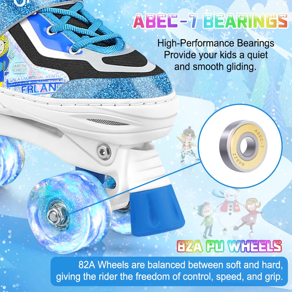 Roller Skates for Kids Girls Boys 4 Size Adjustable Kids Roller Skates with Wheels Light up for Children, Teens, Beginner & Advance, Indoor Outdoor